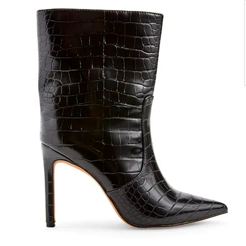 COPY - Express Faux Leather Croc Thin Heel Boots
